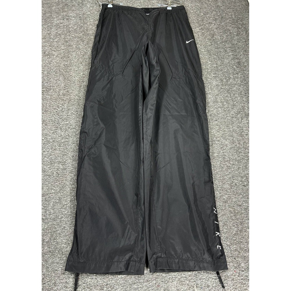 Vintage Nike Track Pants Womens XL Black Windbreaker Y2K Baggy Zip Ankle